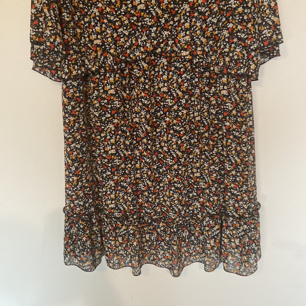 Ne midor multi color floral midi dress Sz 18 ruffles and bell sleeves pretty - Picture 5 of 5